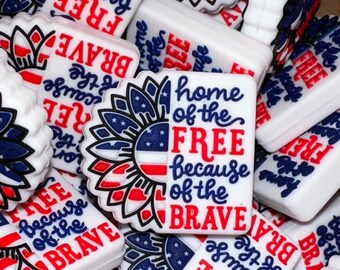 Home Of The Free Because Of The Brave Silicone Focal Bead