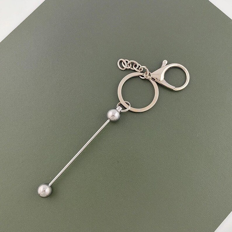 12 Pcs Beadable Keychain Bars - DIY Blank Metal Keychains For Beads & Pendants