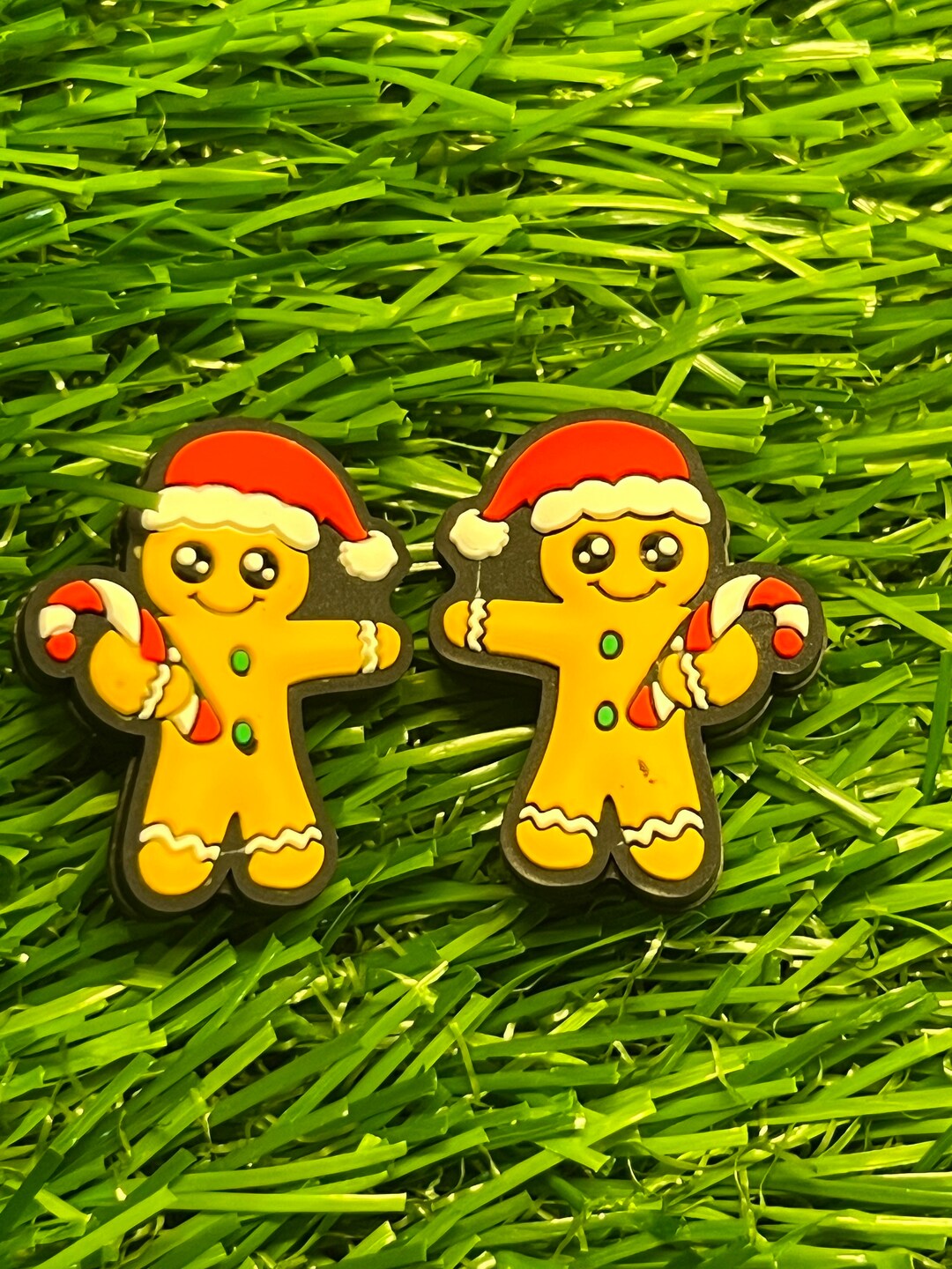 Gingerbread Man Holding Candy Cane Silicone Focal Bead Etsy