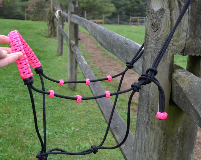 Hot Pink and Black Rope Halter Horse Etsy