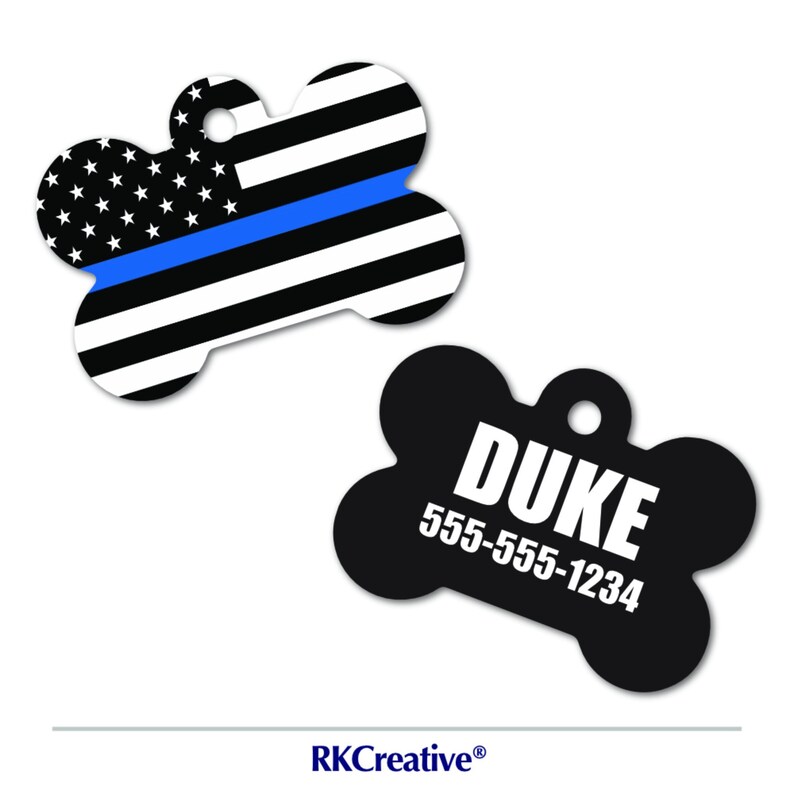 Pet tag thin blue line police cat tag dog tag pet id tag Etsy