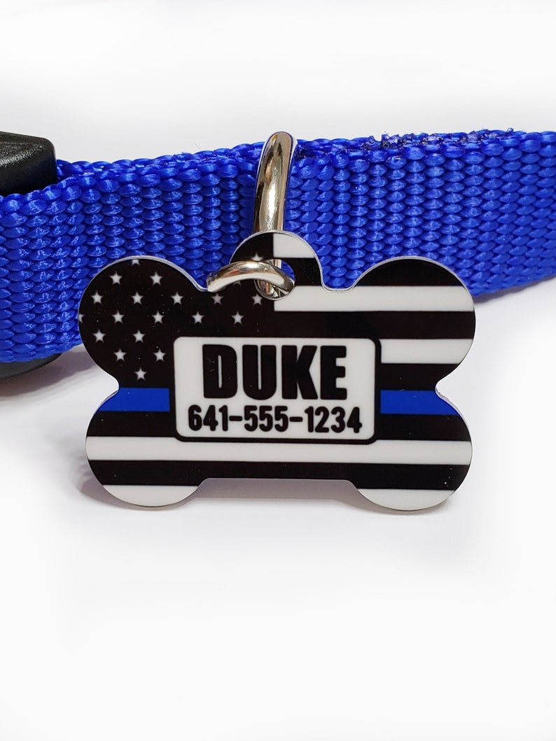 Pet Tags Personalized Pet Tag Thin blue line Police Dog Etsy