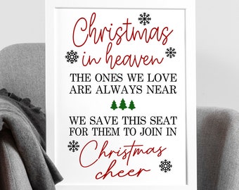 Christmas In Heaven Memorial SVG, Ornament Chair Decor (Digital File)