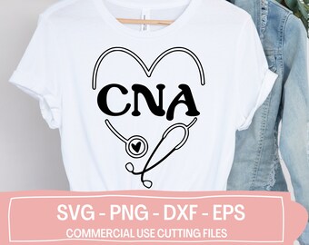 CNA Stethoscope Heart SVG, Nurse Assistant Cut Files (Digital Download)