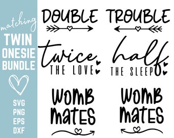 Twin Onesie SVG Bundle, Funny Baby Shirts (Digital Download)