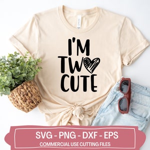 私は2人のかわいい誕生日SVG、2歳の誕生日PNG、2歳の誕生日シャツSVG、私は2人組SVG、誕生日の女の子のデザイン、2つのハートSVG