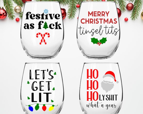 Funny Christmas Wine Glass SVG Bundle (Digital Download)