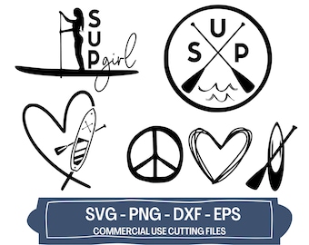 SUP Svg Bundle, Stand Up Paddle Boarding Svg, SUP Girl Svg, Peace Love Paddle Svg, Kayaking Svg Bundle, Lake Life Svg, Surfing SUP Svg