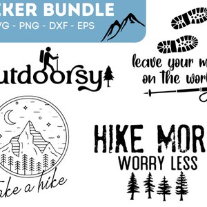 Hiking SVG Bundle, Hike More Worry Less SVG, Take A Hike SVG, Outdoorsy Svg, Camping Svg Bundle, Hiking Quotes Svg, Mountain Mama Svg