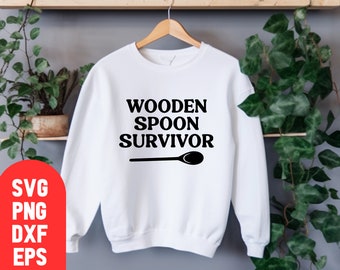Wooden Spoon Survivor SVG, Funny Italian Shirt Design (Digital File)
