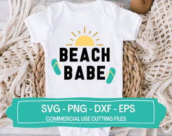 ビーチベイビーSVG、サマーベビーワンジーデザイン（デジタルダウンロード）