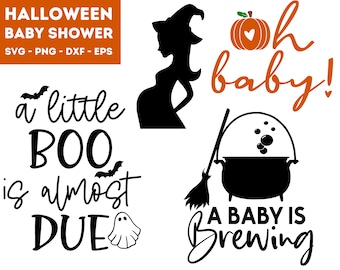 ハロウィン ベビーシャワー SVG バンドル、妊娠中の魔女、ブー（デジタルダウンロード）
