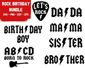 Rock n Roll Birthday SVG Bundle, Family Matching Shirts (Digital Download)