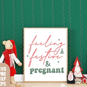 Very Merry and Pregnant Svg, Christmas Pregnancy Announcement Shirt Svg, Christmas Baby Shower, The More The Merrier Svg, Bumpin Around Tree