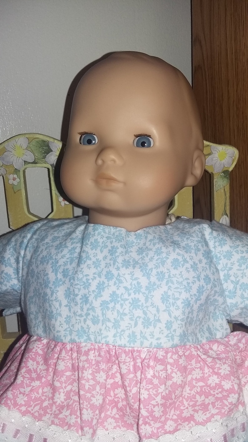 Bitty Baby or 15 Baby Doll Dress in Pink and Blue Floral Etsy