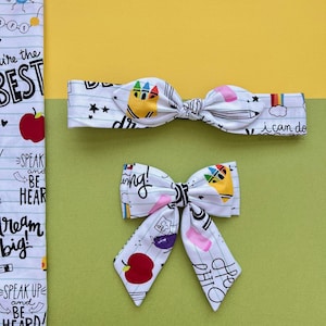 Back to School, hair bows for school, Teacher hair bow, Printed back to school, School bows, Back to school headband, teacher headband