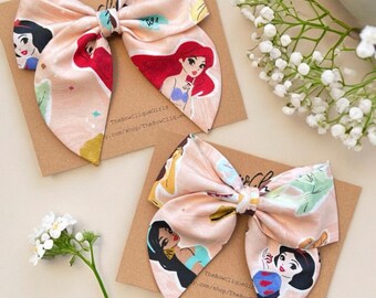 Princess Friendship hair bow, Disney Princess hair bow, Ariel hair bow,Princess Jasmine hair bow, Disney hair clips