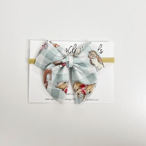 Winnie the Pooh Hair Bow, Storybook Character Plaid Bow Medium Dolly
