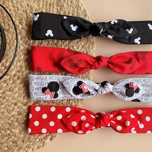 Disney headbands, Mickey Mouse topknot headband, Minnie Mouse headbands,adjustable headbands,Mickey mouse headband,knotted disney headband