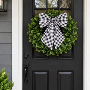 Gingham wreath bow, Boxwood bow, Puffy door bow, Large fall bows, Holiday bow, Holiday door bow, Gingham bow, Buffalo Check door bow,