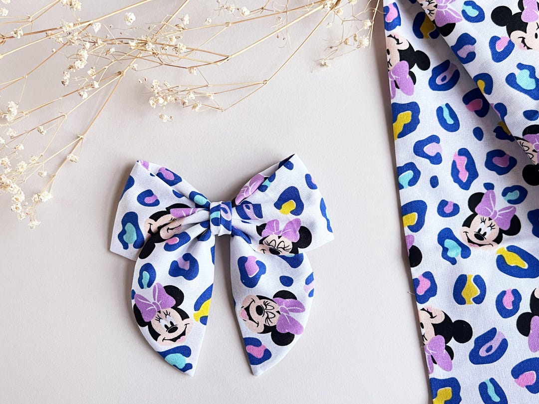 Disney Minnie Mouse Multicolor Leopard Print, Minnie Mouse Hair Bow ...