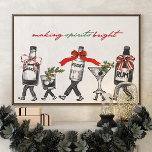 Making Spirits Bright Christmas Cocktails Printable | Holiday Party Bar Cart Sign Instant Digital Download