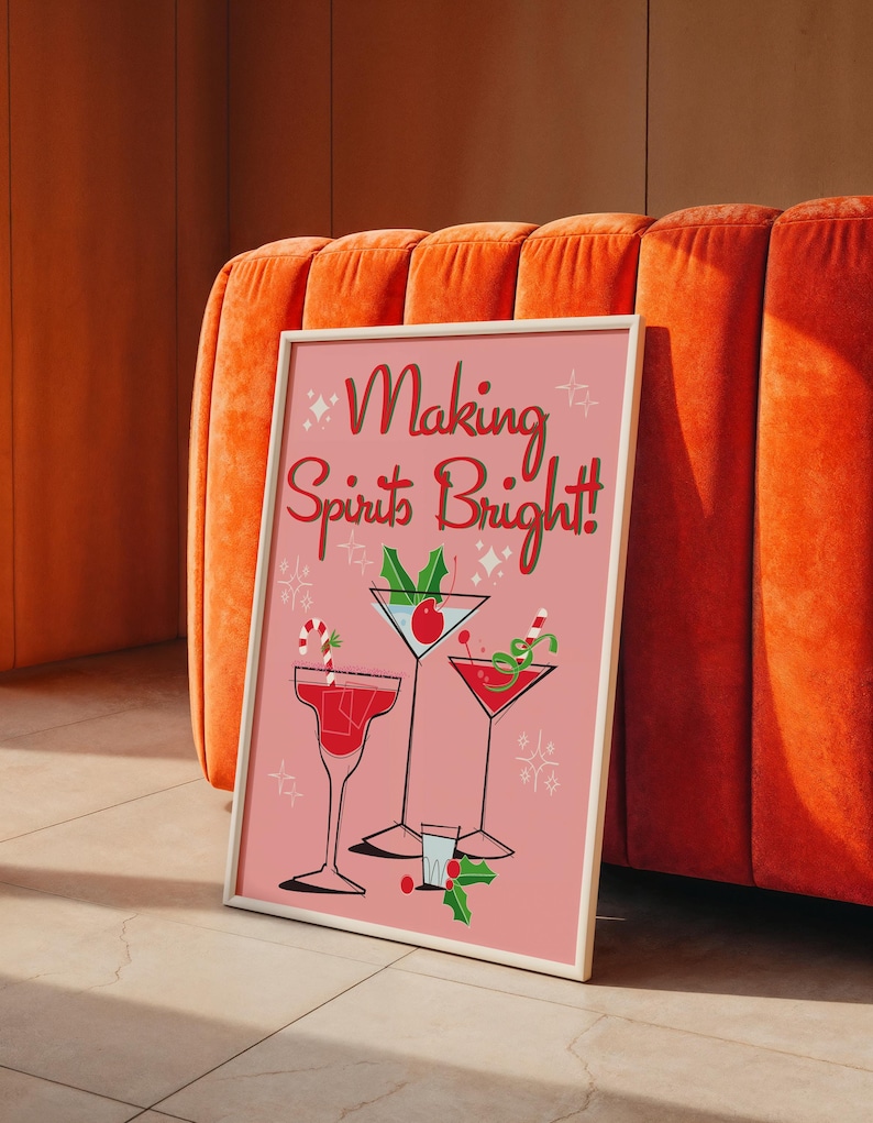 Making Spirits Bright Holiday Cocktails Printable | Mid-century ...