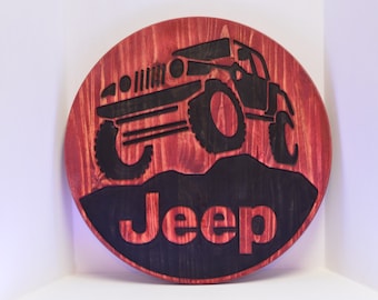 Wood Carving: Jeep Truck Wall Hanging