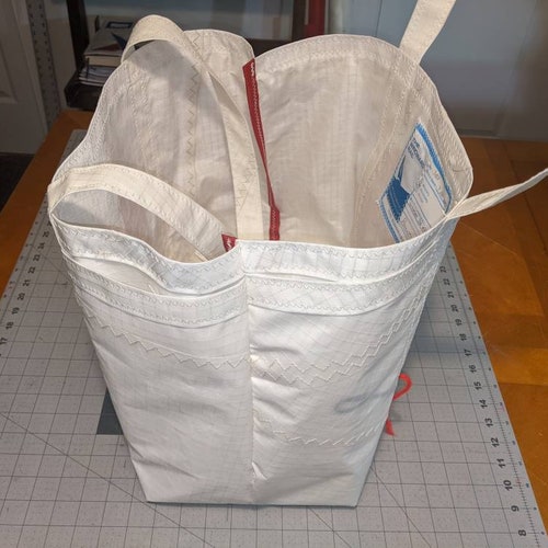 Sailcloth Tote Bag with shops Red Sunfish and window pockets