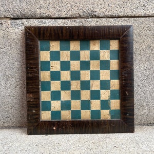Antique Game Board, Checker Board, Chess Board, AAFA Americana Folk Art Primitive Painted Rustic Home Decor, Table or Wall Decoration rt