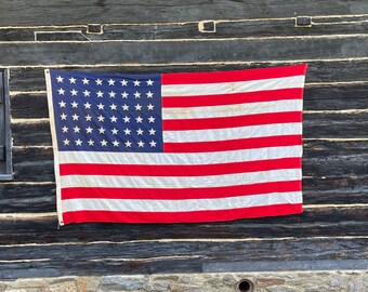 Vintage 49 Star American Flag: Rustic Americana Decor (3' x 5
