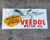 VEEDOL MOTOR OIL Banner, Gas Station Sign, Canvas Banner, Large Flag, Gas Oil Antiques, Advertising Sign, Stork Bird Baby, Pennsylvania