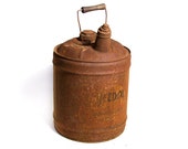Vintage Veedol Oil Can, Five Gallon Oil Can, Rusty Oil Can, Industrial Decor, Rustic Home Decor, Outdoor decorations, Yard Art, Garden Decor