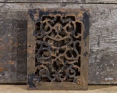 Antique Cast Iron Heater Grate signed 1869 W.G CREAMER Victorian Era Architectural Salvage Antiques Floor Register Heat Vent Louvered Doors