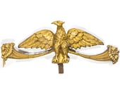 Antique Carved Giltwod Eagle Pediment Architectural Salvage Piece Federal Carving Vintage Wall Decor Art American Americana Painted Gilded