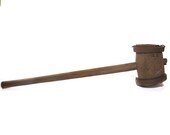 Antique Wooden Mallet 36 39 39 Carnival Strong Man Hammer Circus Decor Industrial Wood Log Hand Made Primitive Extra Large MASSIVE Sledge Early