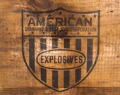Dynamite Box, Antique Box, Old Wood Crate, American Cyanamid Company, Explosives Factory Advertising, Dovetail Box, Industrial Storage