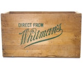 Whitman 39 s Chocolate Crate, Antique Advertising Crate, Wooden Box, Shipping Crate Coffee Table, Vintage Storage, Industrial Decor Design