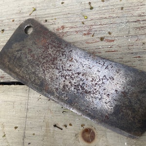 Antique Butchers Knife Meat Cleaver Metal Wooden Handle Chefs Knife ...