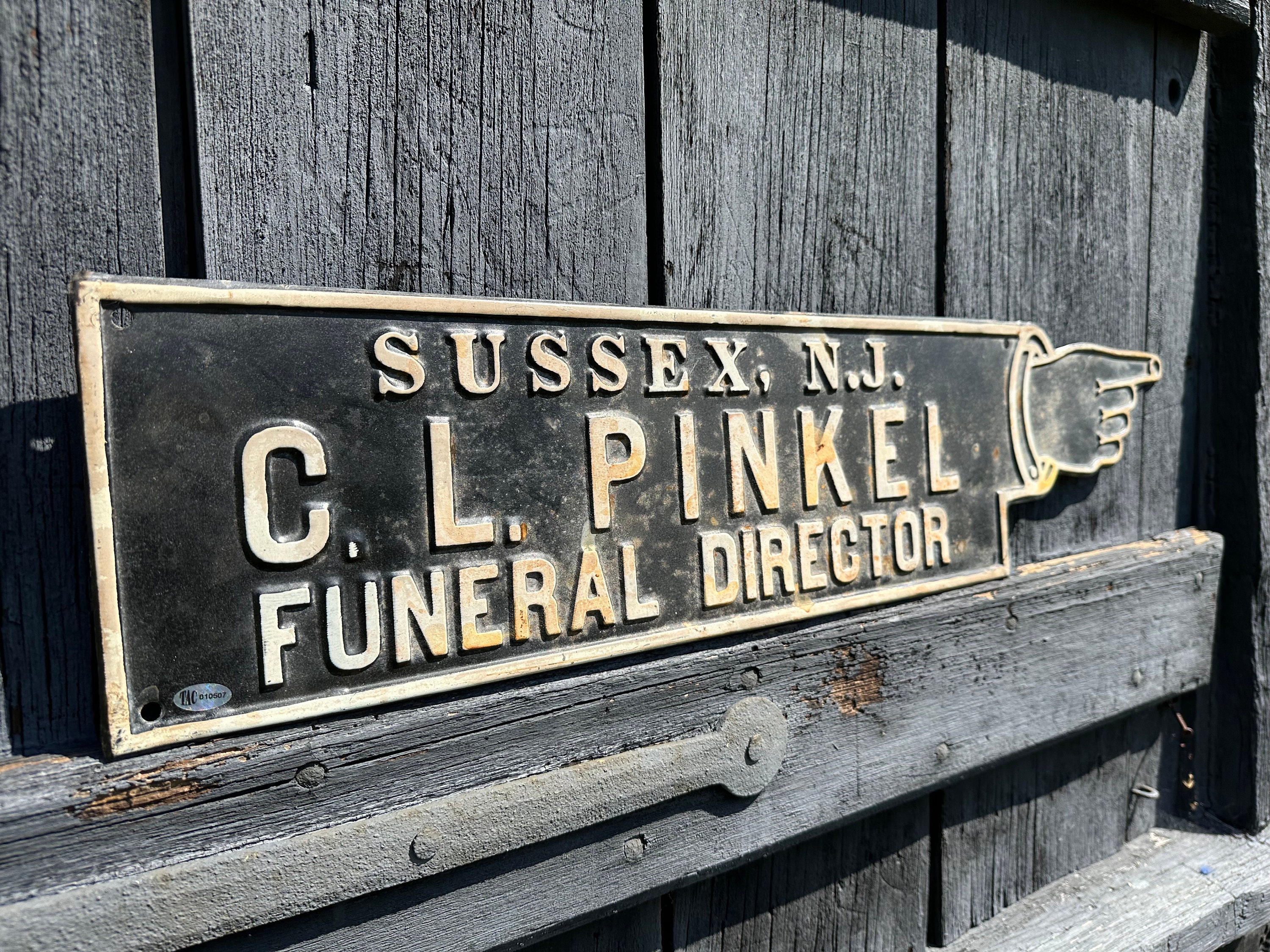 Directr Sign Antique Funeral Director Sign: C.L. Pinkel Finger Pointer, Sussex NJ - Etsy