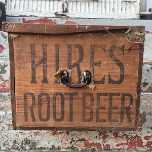 Antique Hires Root Beer Wooden Crate: Rustic Advertising Box