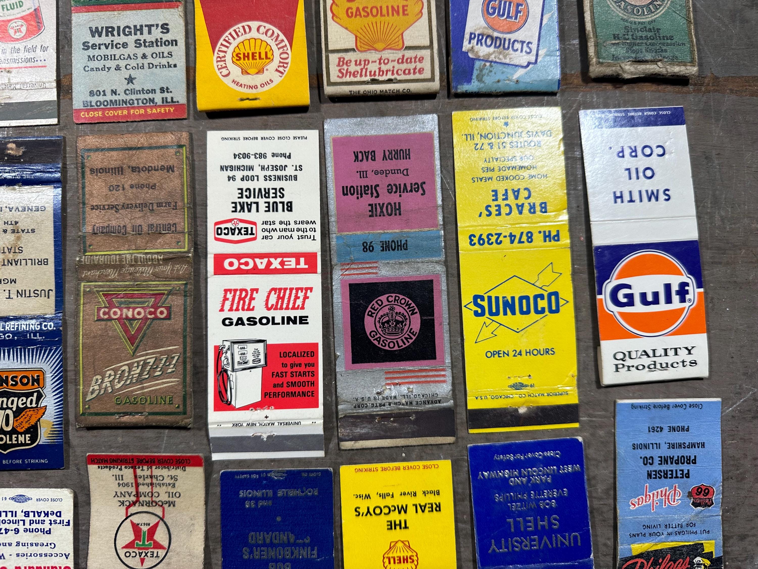 Vintage Gas & Oil Matchbook Collection: Shell, Texaco, Gulf