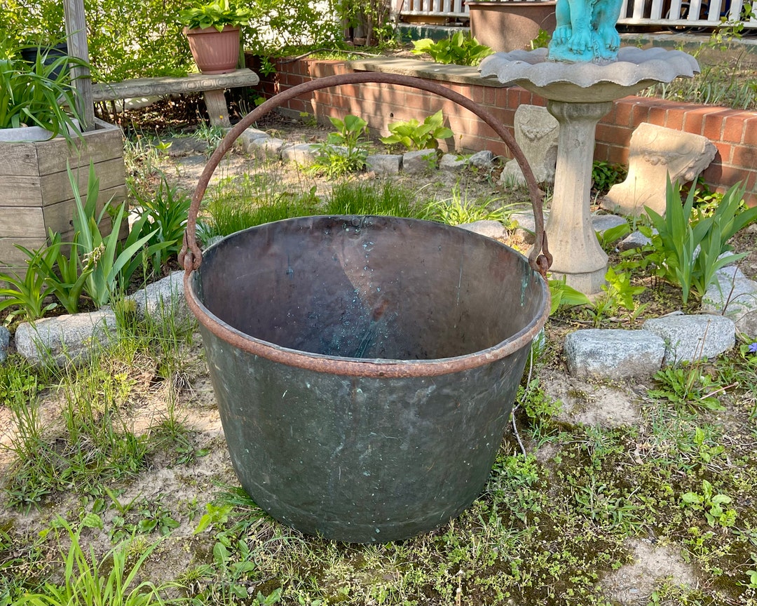 Antique Apple Butter Pot 26 EXTRA LARGE Copper Culdron With Iron Handle