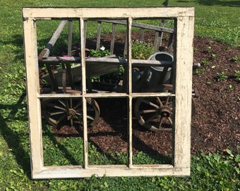 HUGE antique six pane window, LARGE vintage wooden six pane window with out glass, OVERSIZED reclaimed wood windows, architectural salvage