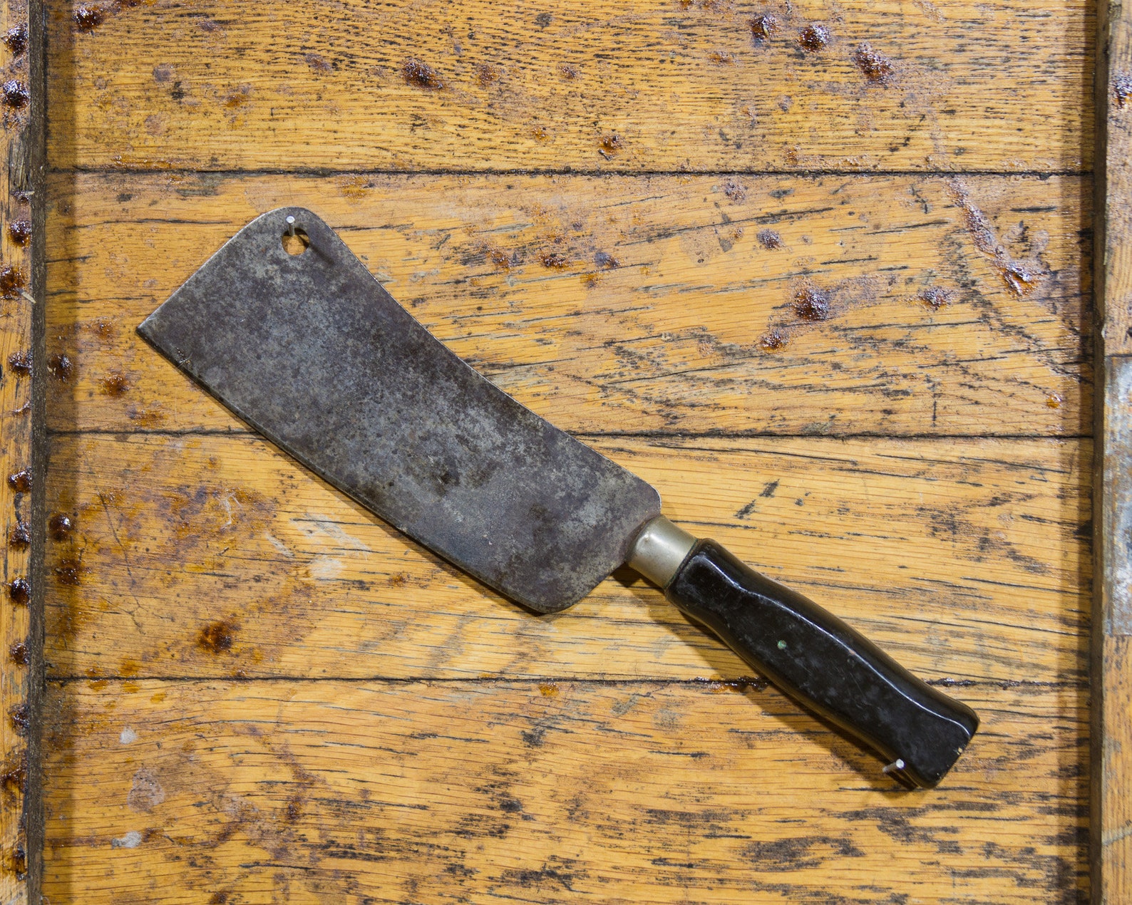 Antique Butchers Knife Meat Cleaver Metal Wooden Handle Chefs Etsy
