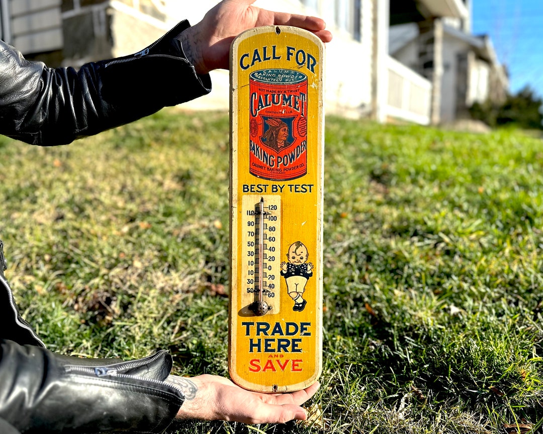 Vintage Calumet Baking Powder Advertising Thermometer: Kewpie & Native ...