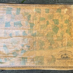 1860 Conneticut Map, 1800er Jahre Clark und Tackabury, Wandkarte von Conneticut, LARGE 70 '' X 57 '' School College Map, Wandbehang-Dekor, Wandkunst