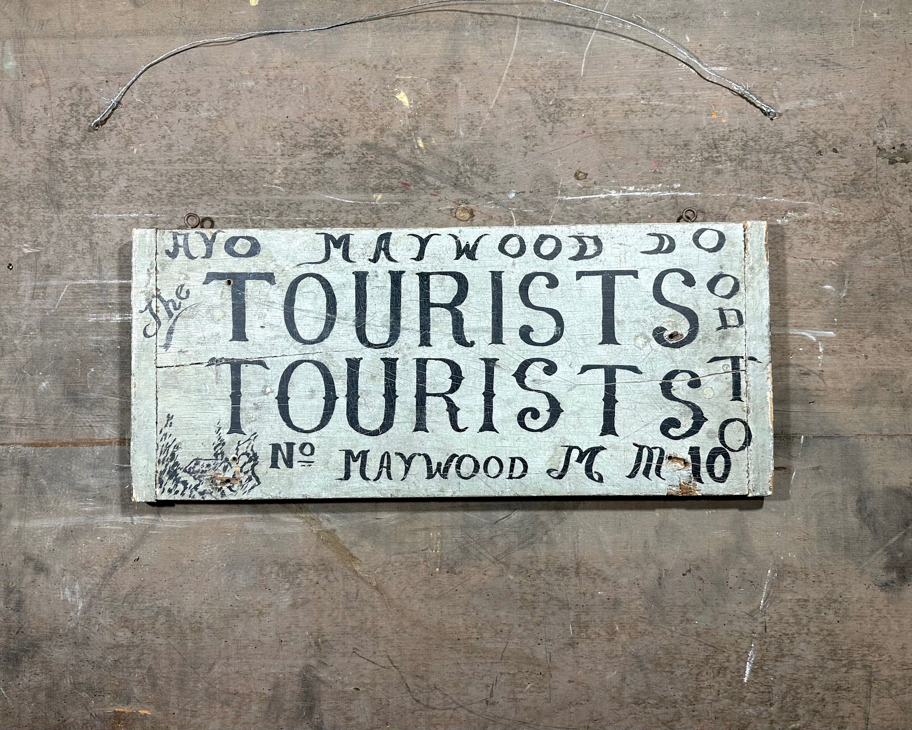 Antique Sign Painters Board: Late 1800s TOURIST Sign, Primitive Wooden ...