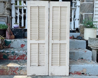 Antique Shutters, Old Distressed Rustic Barn Shutters, Architectural Salvage, Antique Wooden Shutter Door, Plantation Shutter 52 x 14 1/2''