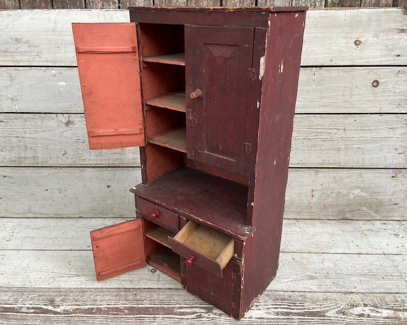 Antique Dollhouse Cupboard Hutch 22'' Etsy